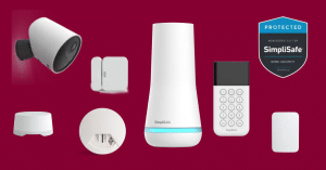 Components of home security system including camera and base station